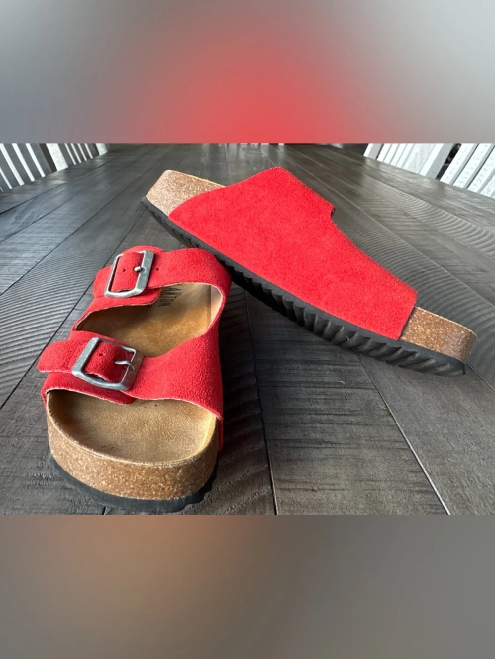 Plakton - Made in Spain Adjustable Cork Slide Suede Sandals Women's Size 38 (7) - Picture 5 of 16